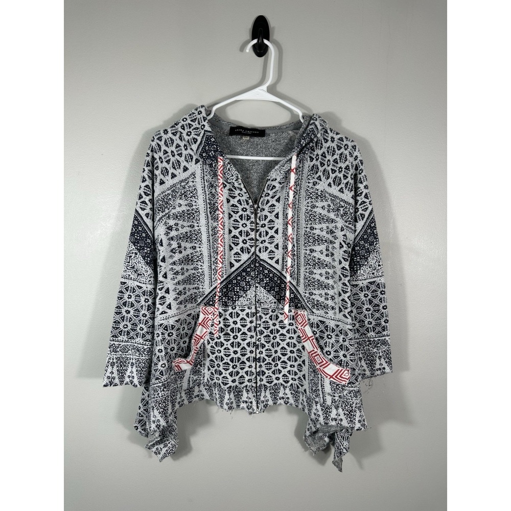 Akira Chicago Black Label Hoodie Womens Small Boho Asymmetrical Hem Southwestern